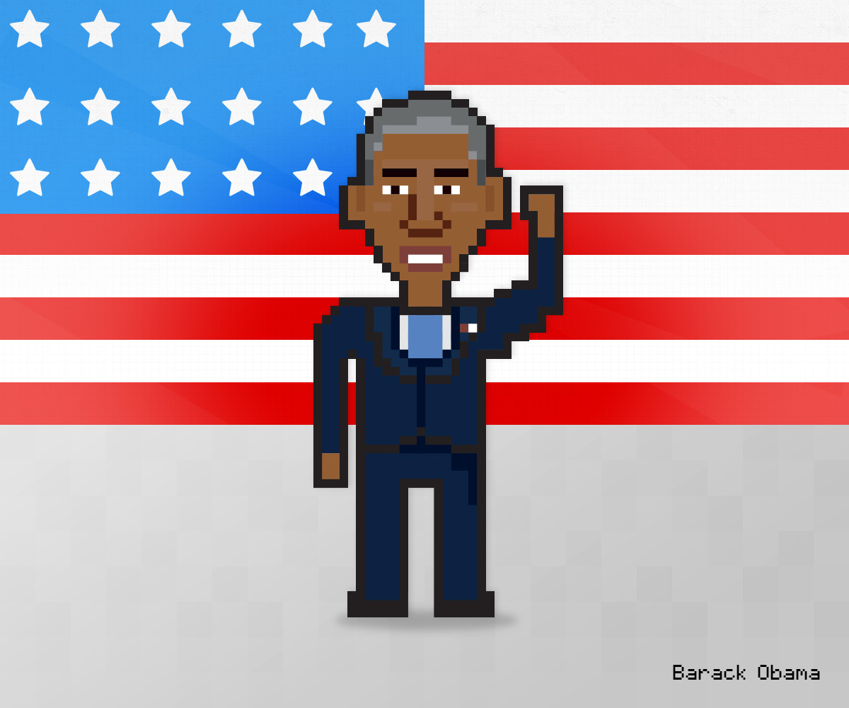 Barack Obama as 8-bit game character