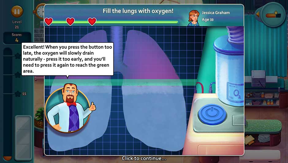 Minigame - Fill the lungs with oxygen!