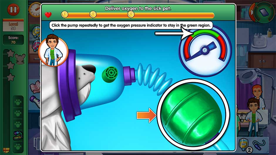 Dr. Cares - Amy's Pet Clinic - Minigame - Deliver oxygen to the sick pet!