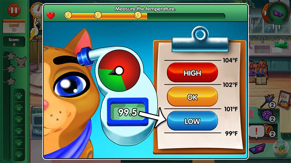 Dr. Cares - Amy's Pet Clinic - Minigame - Measure the temperature!