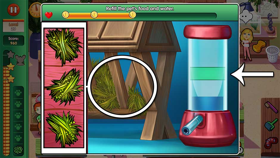 Dr. Cares - Amy's Pet Clinic - Minigame - Refill the pet's food and water!