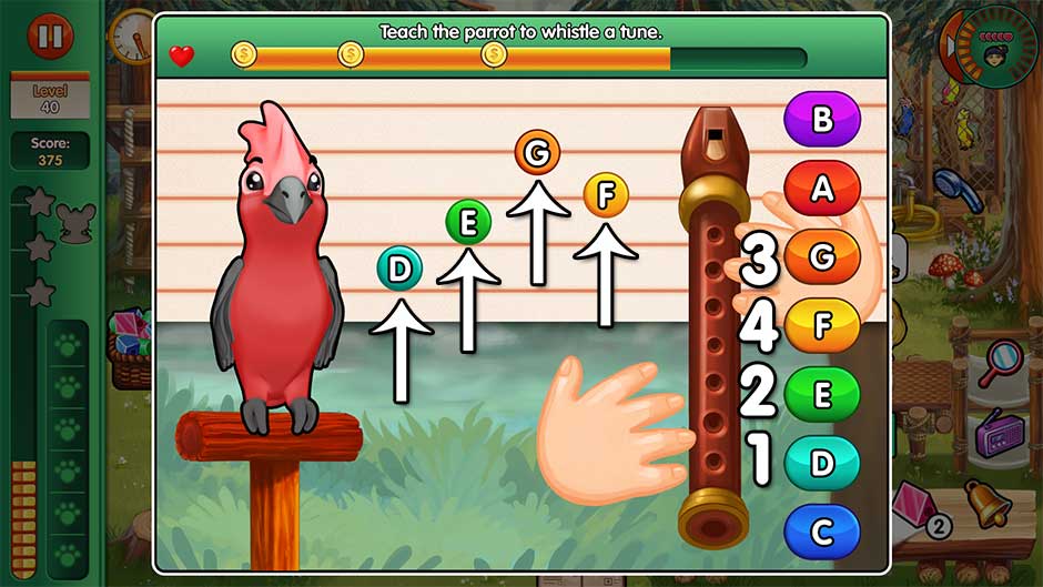 Dr. Cares - Amy's Pet Clinic - Minigame - Teach the parrot to whistle a tune!