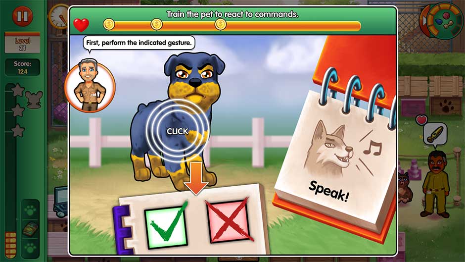 Dr. Cares - Amy's Pet Clinic - Minigame - Train the pet to react to commands!