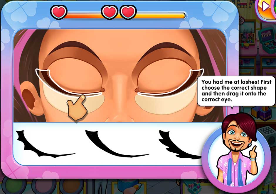 Sally's Salon - Kiss & Make-Up - Minigame - Apply Eyelashes