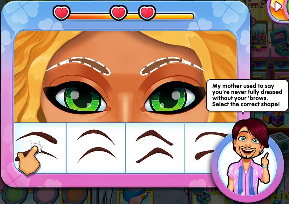 Sally's Salon - Kiss & Make-Up - Minigame - Stencil Eyebrows