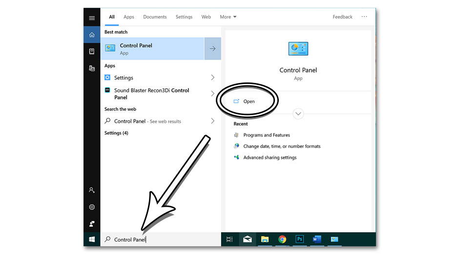Step 2 - How to Find Control Panel in Windows 10