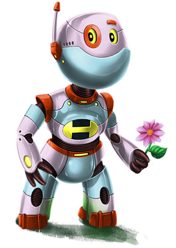 Rainbow Mosaics - Garden Helper - Robot Character Art