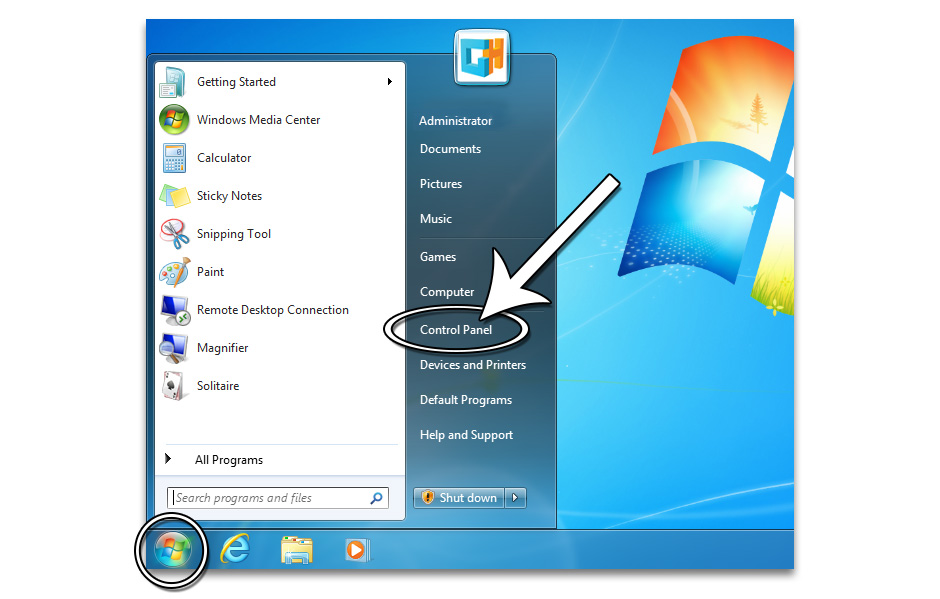 Step 2 - How to Open the Control Panel in Windows 7 - GameHouse