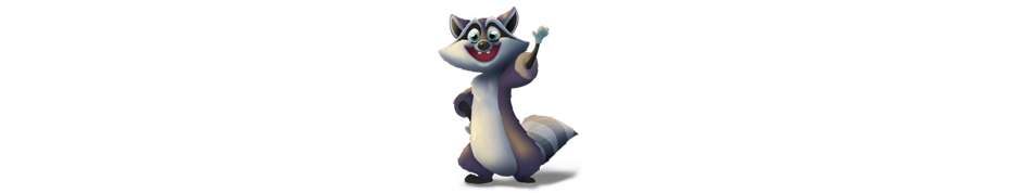 Rescue Friends Solitaire - Raccoon Character Art - GameHouse Premiere Exclusive
