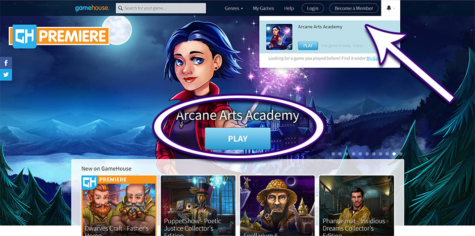 Step 4 - How to Redownload Arcane Arts Academy - GameHouse